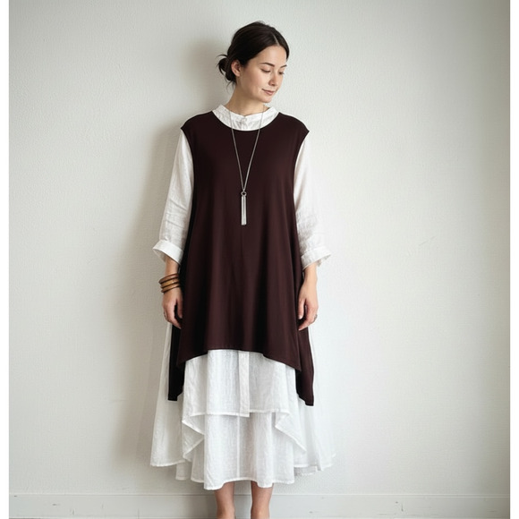 bryn Walker Dresses & Skirts - Bryn Walker Zia Rayon Tunic Dress Medium Brown Oversized Lagenlook Minimalist